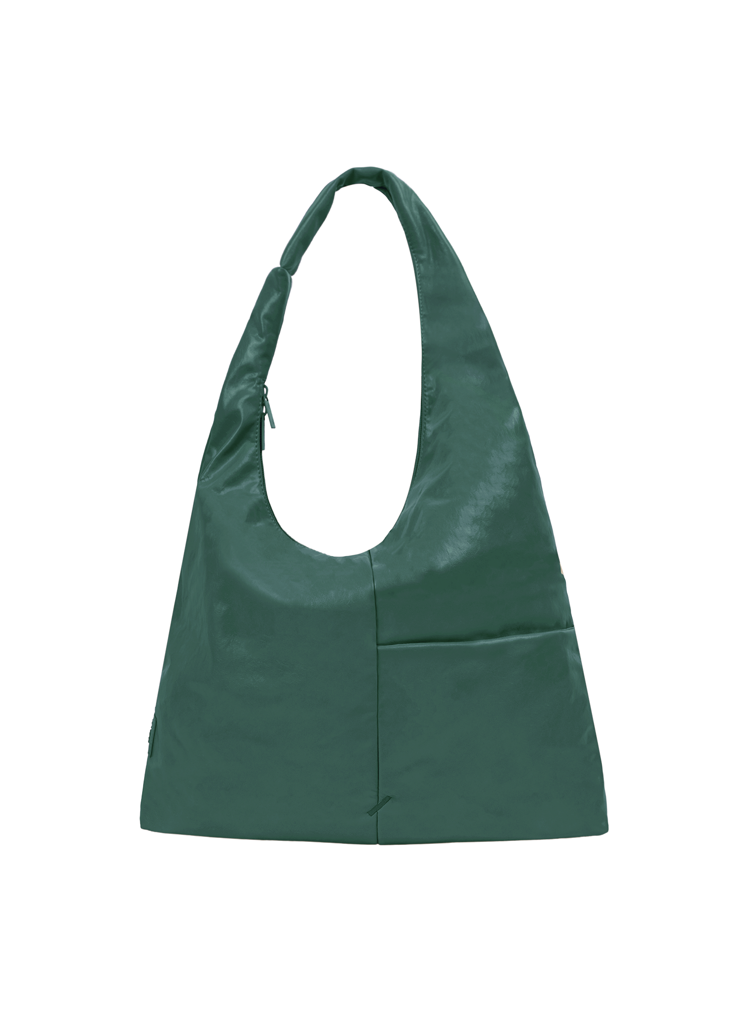 The Arc slouchy hobo-style bag in forest green vegan leather with adjustable shoulder strap