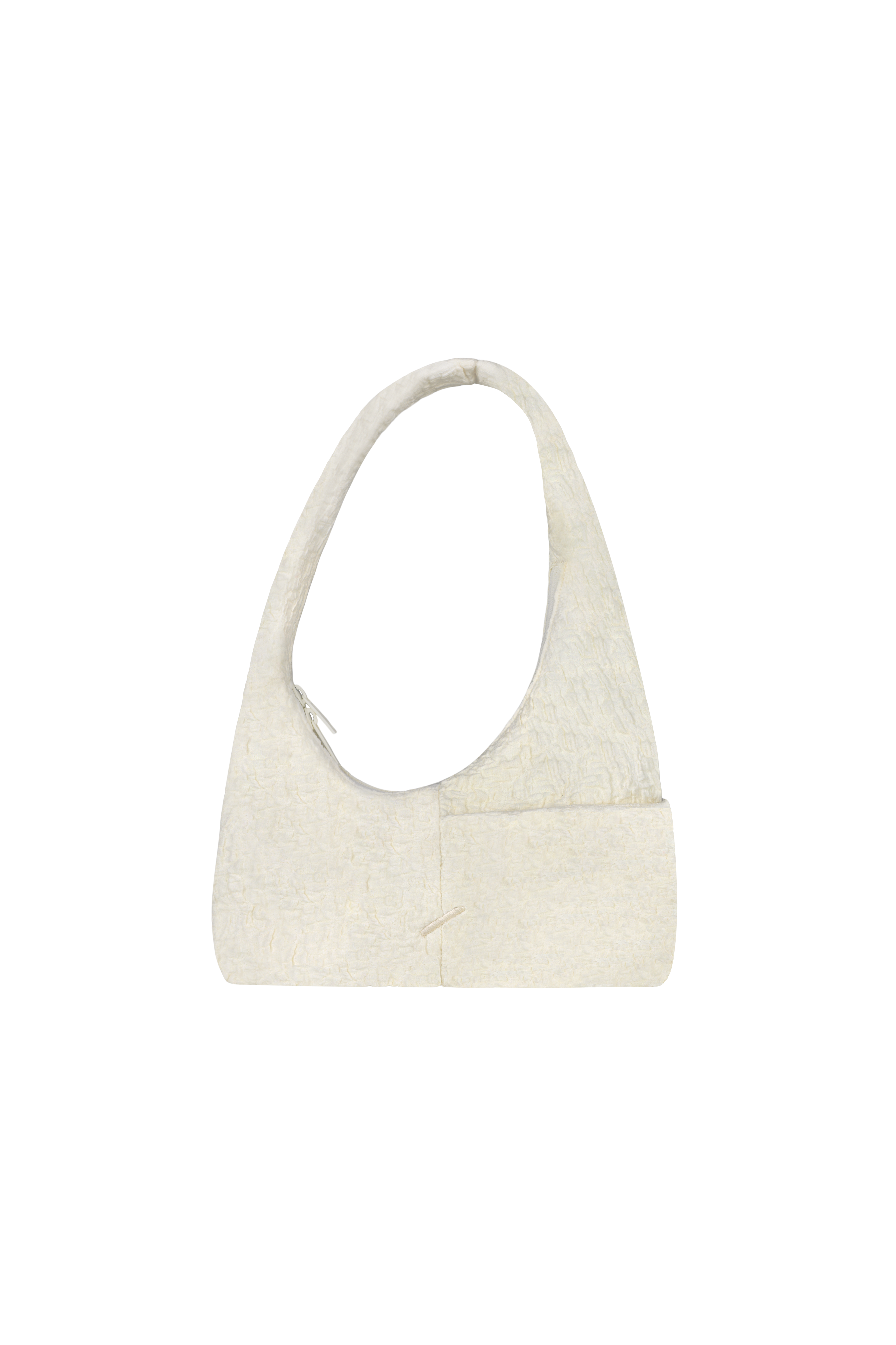 The Mini Arc slouchy hobo-style shoulder bag in cream polyester-cotton blend with exterior pockets