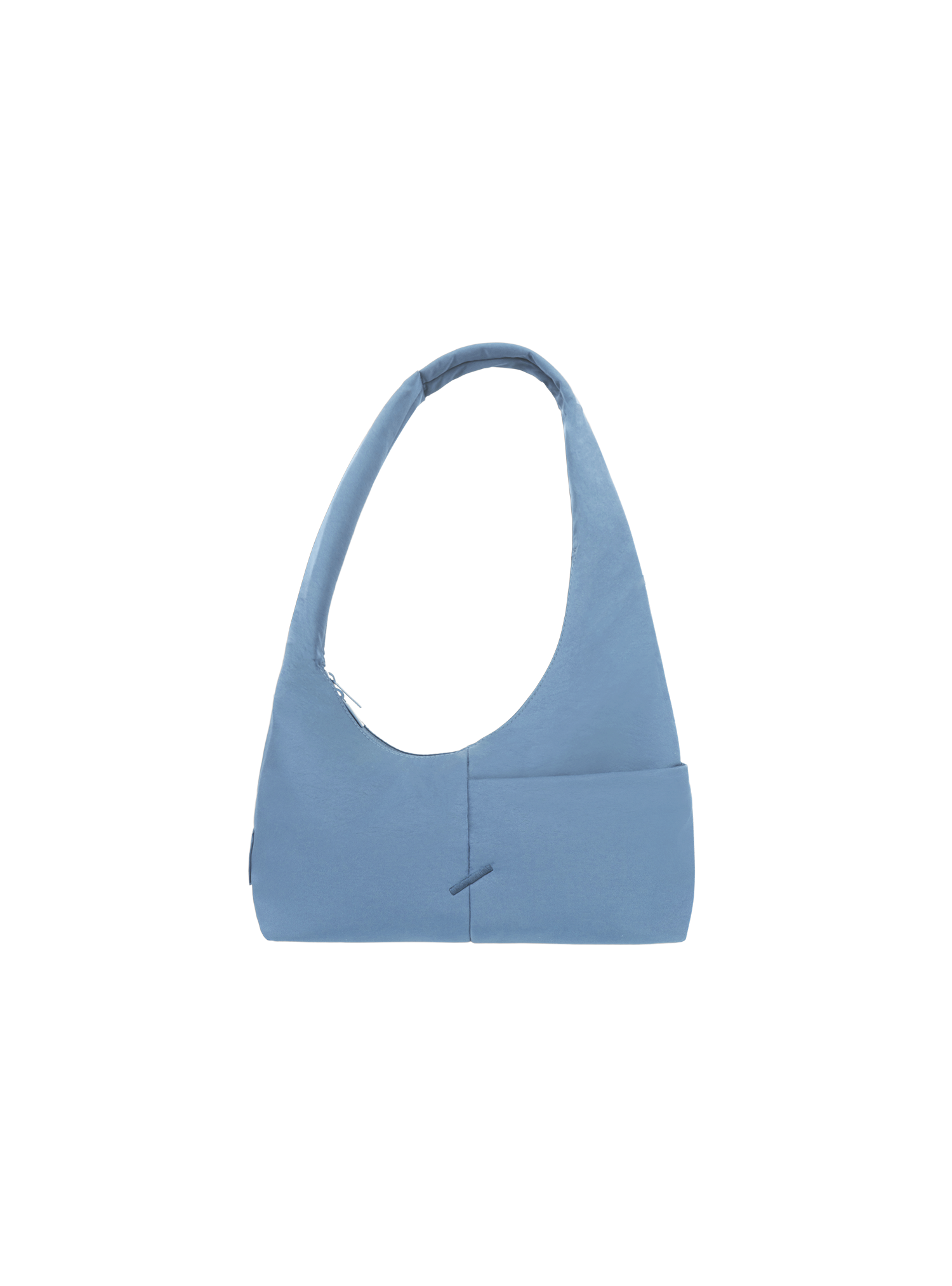 The Mini Arc slouchy hobo-style shoulder bag in grey blue nylon with exterior pockets