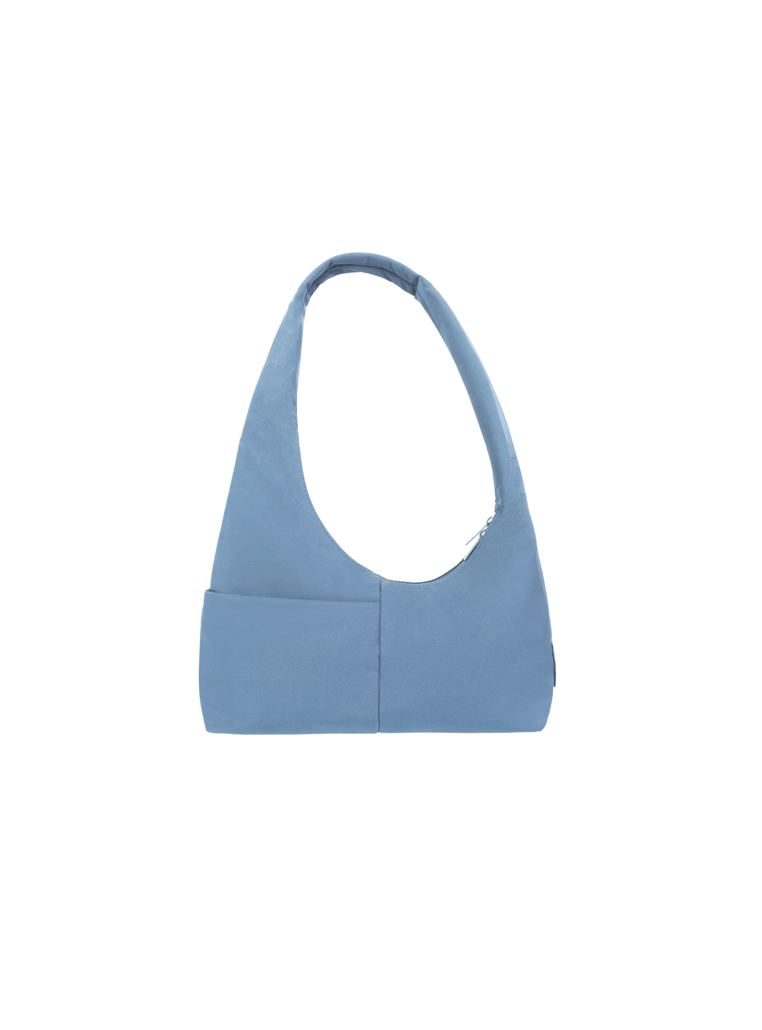 The Mini Arc slouchy hobo-style shoulder bag in grey blue nylon with exterior pockets